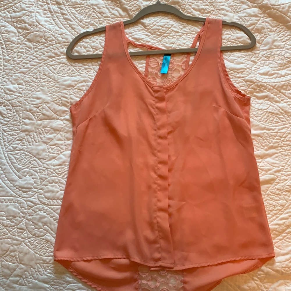 Boutique coral top with cut out back